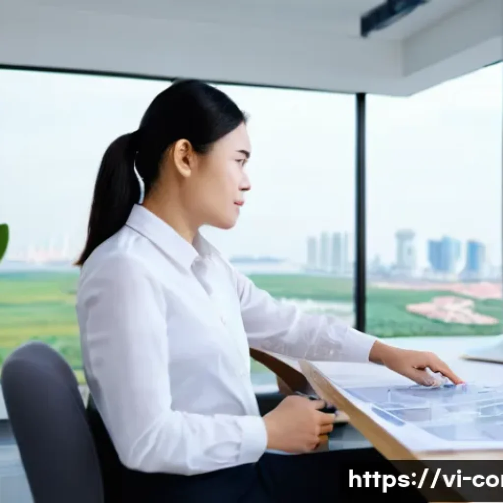 건축 시공과 기술 자문 역할 - **Prompt:** A dynamic, professional image of a Vietnamese male or female technical consultant, mid-3...